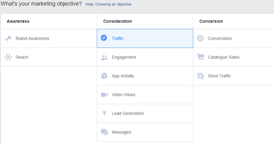 facebook ads campaign objectives