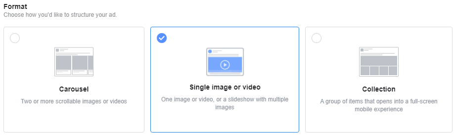 facebook campaign ad format